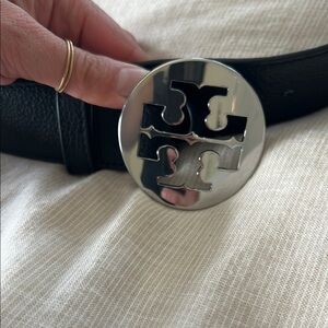 Tory Burch Pebbled Black Leather Belt